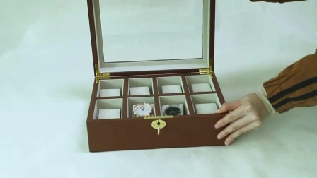 Caixa de relógio de couro PU de luxo personalizada feita à mão que empacota a caixa de presente caixa de joias