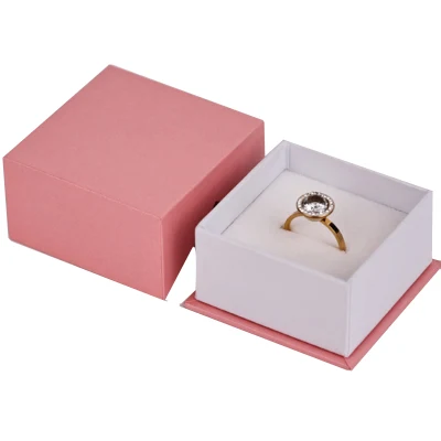 Caixa de anel de brinco de colar rosa de papel rígido de melhor preço para joias