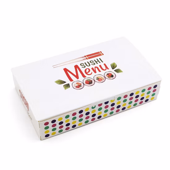 Impressão de logotipo personalizado Embalagem de alimentos Caixa de papel dobrável para sushi Bento