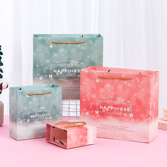 Papel revestido impresso da arte branca do FSC que empacota o saco luxuoso do presente da compra