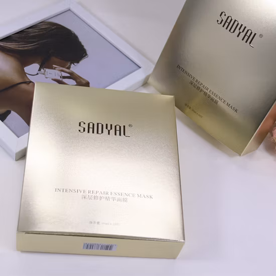 Caixa metálica dobrável caixa de embalagem de papel cartão dourado com logotipo personalizado usado para embalagem de máscara